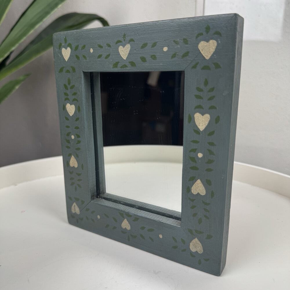 Vintage Rustic Cottagecore Farmhouse Eclectic Grandma Wooden Mirror Frame 7"x6"